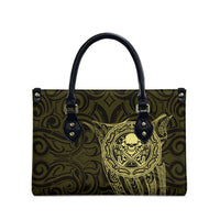New Zealand Skull Darts Leather Bag Aotearoa Maori Chest Tattoo Stylized Gold - Polynesian Pride