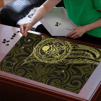 New Zealand Skull Darts Puzzle Aotearoa Maori Chest Tattoo Stylized Gold - Polynesian Pride