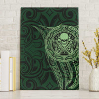 New Zealand Skull Darts Canvas Wall Art Aotearoa Maori Chest Tattoo Stylized Green - Polynesian Pride