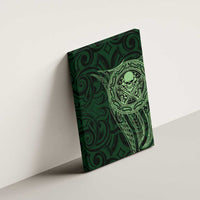 New Zealand Skull Darts Canvas Wall Art Aotearoa Maori Chest Tattoo Stylized Green - Polynesian Pride