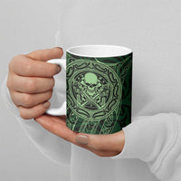 New Zealand Skull Darts Ceramic Mug Aotearoa Maori Chest Tattoo Stylized Green - Polynesian Pride