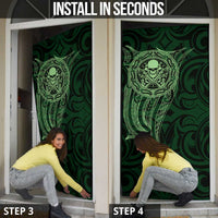 New Zealand Skull Darts Door Cover Aotearoa Maori Chest Tattoo Stylized Green - Polynesian Pride