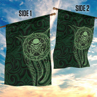 New Zealand Skull Darts Garden Flag Aotearoa Maori Chest Tattoo Stylized Green - Polynesian Pride