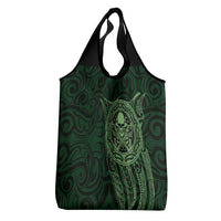 New Zealand Skull Darts Grocery Bag Aotearoa Maori Chest Tattoo Stylized Green - Polynesian Pride