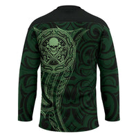 New Zealand Skull Darts Hockey Jersey Aotearoa Maori Chest Tattoo Stylized Green LT14 - Polynesian Pride