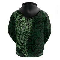 New Zealand Skull Darts Hoodie Aotearoa Maori Chest Tattoo Stylized Green LT14 - Polynesian Pride