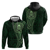 New Zealand Skull Darts Hoodie Aotearoa Maori Chest Tattoo Stylized Green LT14 - Polynesian Pride
