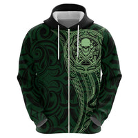 New Zealand Skull Darts Hoodie Aotearoa Maori Chest Tattoo Stylized Green LT14 - Polynesian Pride