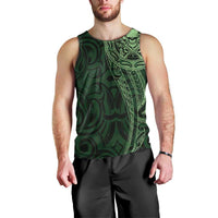 New Zealand Skull Darts Men Tank Top Aotearoa Maori Chest Tattoo Stylized Green - Polynesian Pride