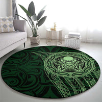 New Zealand Skull Darts Round Carpet Aotearoa Maori Chest Tattoo Stylized Green - Polynesian Pride