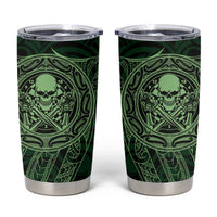 New Zealand Skull Darts Tumbler Cup Aotearoa Maori Chest Tattoo Stylized Green - Polynesian Pride