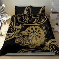 New Zealand Darts Bedding Set Skull In Dart We Trust Maori Pattern - Polynesian Pride