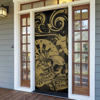 New Zealand Darts Door Cover Skull In Dart We Trust Maori Pattern - Polynesian Pride
