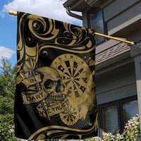 New Zealand Darts Garden Flag Skull In Dart We Trust Maori Pattern - Polynesian Pride
