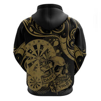 New Zealand Darts Hoodie Skull In Dart We Trust Maori Pattern - Polynesian Pride
