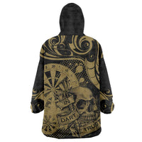 New Zealand Darts Wearable Blanket Hoodie Skull In Dart We Trust Maori Pattern - Polynesian Pride