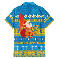Tuvalu Christmas Family Matching Long Sleeve Bodycon Dress and Hawaiian Shirt Cute Santa Manuia te Kilisimasi LT14 - Polynesian Pride