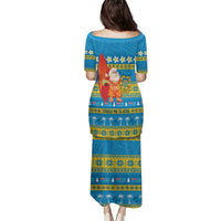 Tuvalu Christmas Family Matching Puletasi and Hawaiian Shirt Cute Santa Manuia te Kilisimasi LT14 - Polynesian Pride