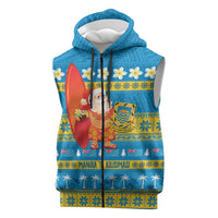 Tuvalu Christmas Sleeveless Zip Hoodie Cute Santa Manuia te Kilisimasi LT14 Blue - Polynesian Pride