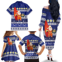 Nauru Christmas Family Matching Off The Shoulder Long Sleeve Dress and Hawaiian Shirt Cute Santa Coat Of Arms Merry Xmas LT14 - Polynesian Pride