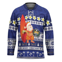 Nauru Christmas Hockey Jersey Cute Santa Coat Of Arms Merry Xmas LT14 Unisex Navy Blue - Polynesian Pride