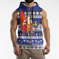 Nauru Christmas Sleeveless Zip Hoodie Cute Santa Coat Of Arms Merry Xmas LT14 - Polynesian Pride