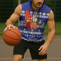 Nauru Christmas Sleeveless Zip Hoodie Cute Santa Coat Of Arms Merry Xmas LT14 - Polynesian Pride