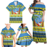 Palau Christmas Family Matching Off Shoulder Maxi Dress and Hawaiian Shirt Chilling Santa Ungil Kurismas - Polynesian Pride
