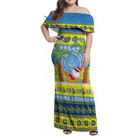 Palau Christmas Family Matching Off Shoulder Maxi Dress and Hawaiian Shirt Chilling Santa Ungil Kurismas - Polynesian Pride