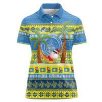 Palau Christmas Women Polo Shirt Chilling Santa Ungil Kurismas - Polynesian Pride