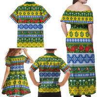Solomon Islands Christmas Family Matching Off Shoulder Maxi Dress and Hawaiian Shirt The Solomons Melanesian Meri Krismas - Polynesian Pride
