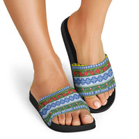 Solomon Islands Christmas Slide Sandals The Solomons Melanesian Meri Krismas - Polynesian Pride