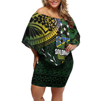 Solomon Islands Family Matching Off Shoulder Short Dress and Hawaiian Shirt 677 Proud Crocodile Melanesian Pattern - Polynesian Pride