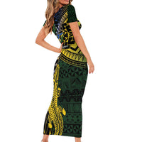 Solomon Islands Family Matching Short Sleeve Bodycon Dress and Hawaiian Shirt 677 Proud Crocodile Melanesian Pattern - Polynesian Pride
