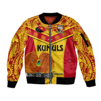 Custom Papua New Guinea Rugby Sleeve Zip Bomber Jacket 2023 Go Kumuls Pacific Dynamic Style LT14 Unisex Yellow - Polynesian Pride