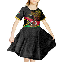 Personalised Vanuatu Unity Day Kid Short Sleeve Dress 29 November Coat Of Arms With Flag Style LT14 - Polynesian Pride