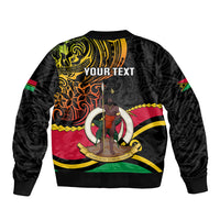 Personalised Vanuatu Unity Day Sleeve Zip Bomber Jacket 29 November Coat Of Arms With Flag Style LT14 - Polynesian Pride