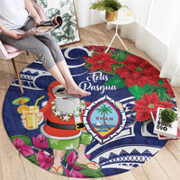 Guam Christmas Round Carpet Poinsettia With Bougainvillea - Felis Pasgua!