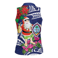 Guam Christmas Women Sleeveless Polo Shirt Poinsettia With Bougainvillea - Felis Pasgua!