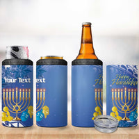Personalised Hanukkah Jewish Festival 4 in 1 Can Cooler Tumbler It's Lit - Polynesian Pattern
