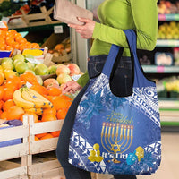 Hanukkah Jewish Festival Grocery Bag It's Lit - Polynesian Pattern