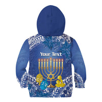 Personalised Hanukkah Jewish Festival Kid Hoodie It's Lit - Polynesian Pattern