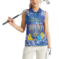 Personalised Hanukkah Jewish Festival Women Sleeveless Polo Shirt It's Lit - Polynesian Pattern LT14 - Polynesian Pride