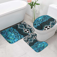 Turquoise Aotearoa Bathroom Set Taniko Motifs With Paua Shell Kowhaiwhai - Polynesian Pride