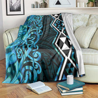 Turquoise Aotearoa Blanket Taniko Motifs With Paua Shell Kowhaiwhai