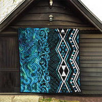 Turquoise Aotearoa Quilt Taniko Motifs With Paua Shell Kowhaiwhai LT14 - Polynesian Pride
