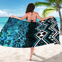 Turquoise Aotearoa Sarong Taniko Motifs With Paua Shell Kowhaiwhai
