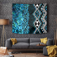 Turquoise Aotearoa Tapestry Taniko Motifs With Paua Shell Kowhaiwhai
