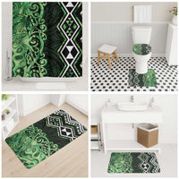 Green Aotearoa Bathroom Set Taniko Motifs With Paua Shell Kowhaiwhai - Polynesian Pride