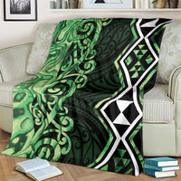 Green Aotearoa Blanket Taniko Motifs With Paua Shell Kowhaiwhai